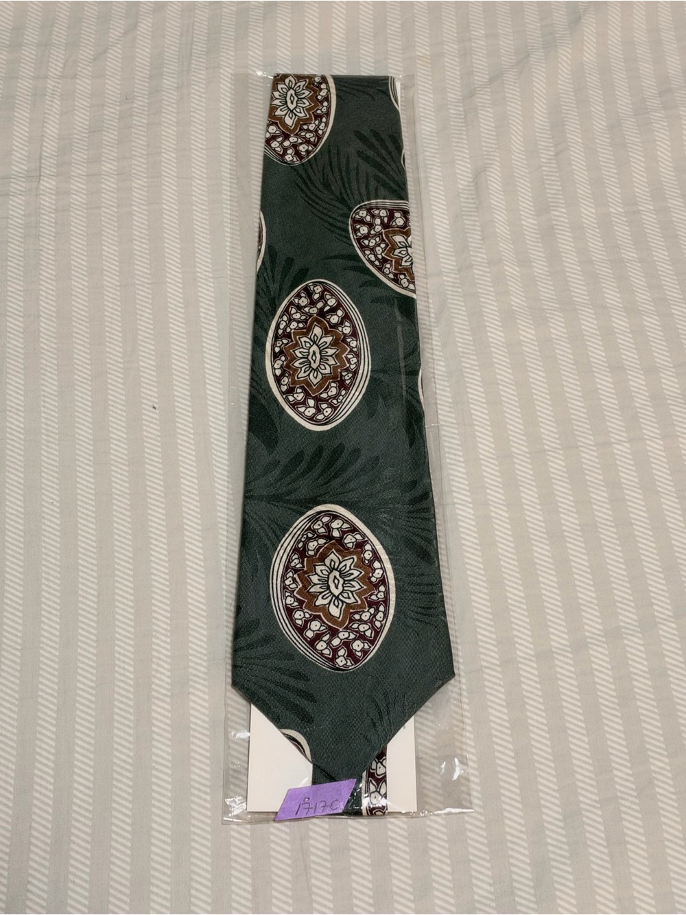 Bugatti Dark Green Paisley Medallion Tie with Brown Accents